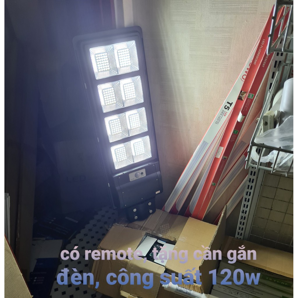 Có REMOTE + Tặng cần - Đèn năng lượng mặt trời liền thể công suất 120w  - Bảo hành 12 tháng