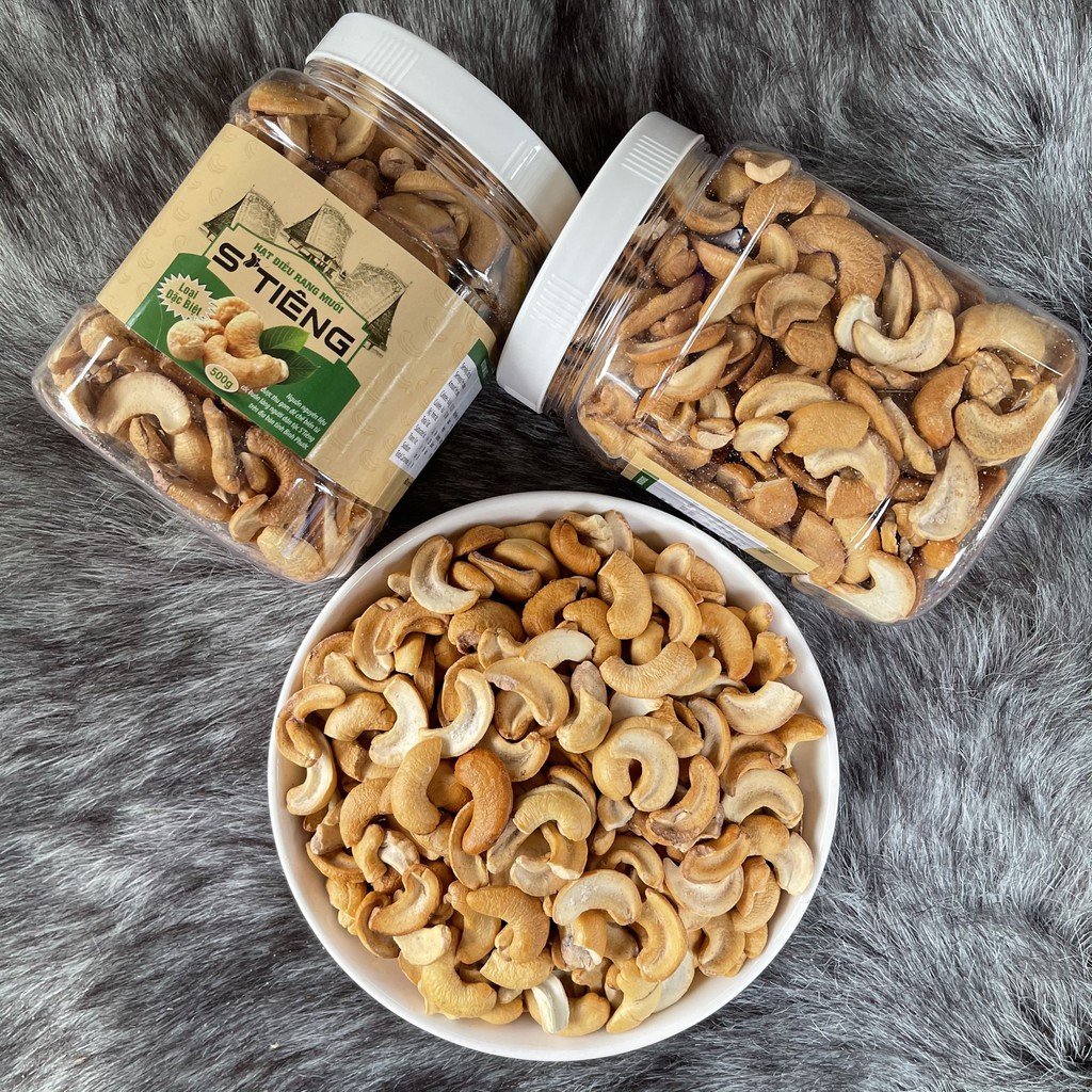 Hạt điều rang muối Sạch vỏ bể vở STiêng hộp 500Gr
