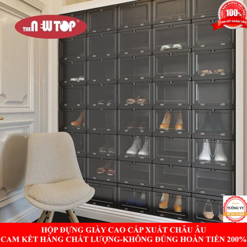 Hộp để giày dép cao cấp thương hiệu Việt Nhật làm bằng nhựa cứng có nắp trong suốt dễ dàng đóng mở