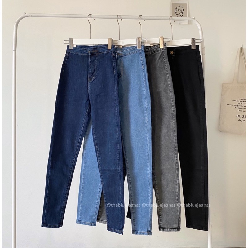 Quần Skinny Jeans Không Túi Trước Cạp Cao