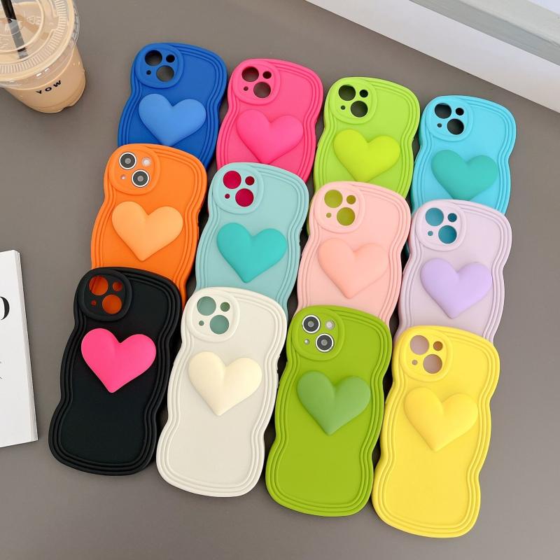 Ốp Điện Thoại Họa Tiết Trái Tim Ba Chiều Cho iphone 11 / 12 / 13 / Pro / promax / xs / xr / xsmax / 14promax / 14plus