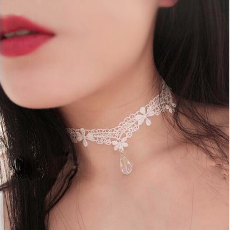 Vòng cổ nữ choker ren mảnh giọt nước