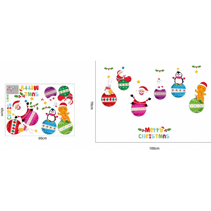 COMBO Decal trang trí Noel - Rèm bong bóng phối noel quà ( 2 tấm )