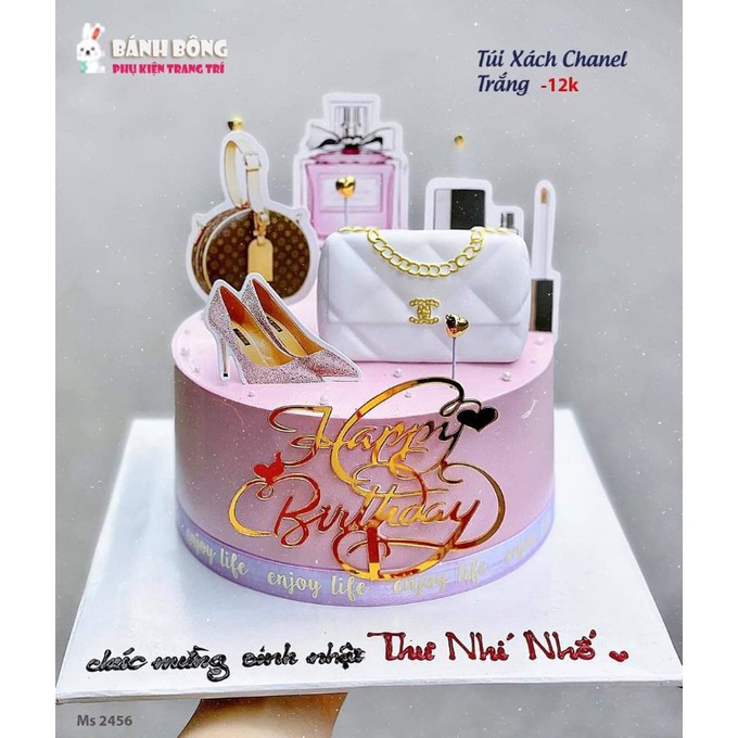 Mô Hình Túi Xách Chanel LV Nhựa trang trí Bánh Kem Phụ Kiện Sinh Nhật cho các Chị Em