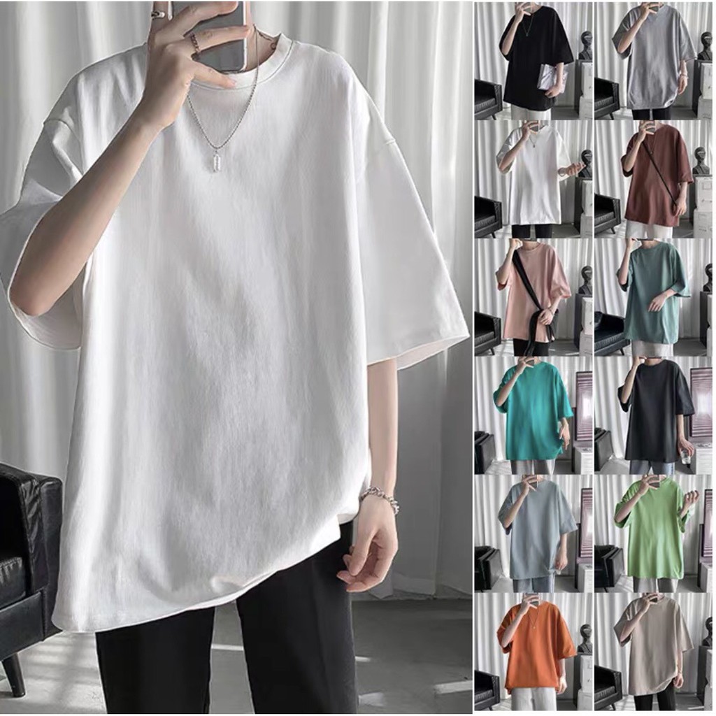 Áo thun tay lỡ phom rộng HELLOYOU HELLOYOU phông trơn nam nữ RP_01 tay lỡ oversize unisex top xu hương 2023