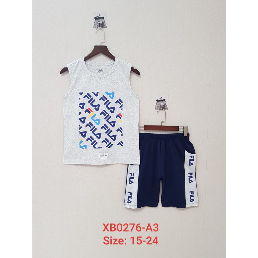 XB0276-Bộ bé trai sát nách,in chữ FILA,size đại 15-20