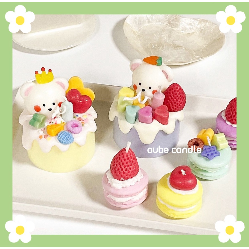 Nến Thơm Tinh Dầu Cao Cấp Decor Làm Quà Tặng Hình Bánh Kem Bé Teddy Nhiều Mẫu Hương Tự Chọn | Oube Candle NT98