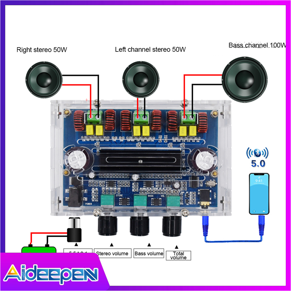 POWER CHANNEL Bảng Mạch Khuếch Đại Âm Thanh Kỹ Thuật Số Xh-A305 Bluetooth 5.0 Tpa3116D2 50wx2 + 100w 2.1