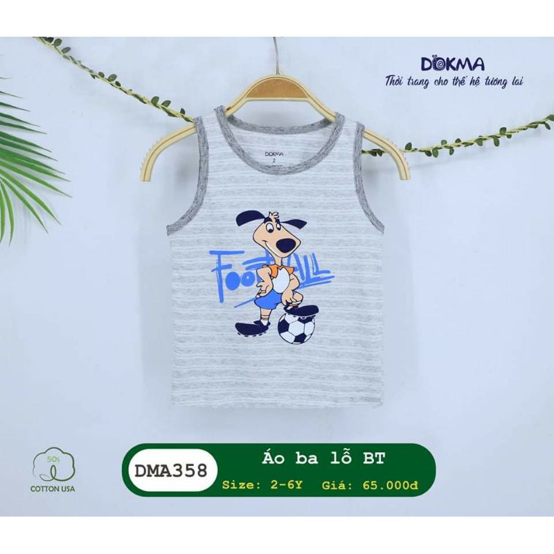 (6 tuổi) Áo 3 lỗ bé trai Dokma, chất cotton Mỹ cao cấp (DMA358)