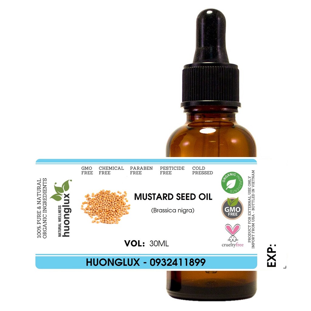 Organic dầu hạt mù tạt Mustard seed oil hữu cơ dưỡng da và tóc
