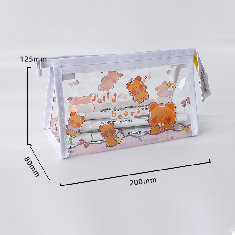 INS Túi bút chì không thấm nước trong suốt Phim hoạt hình dễ thương Hộp đựng bút chì dung lượng lớn Túi mỹ phẩm Túi đựng bút chì học sinh