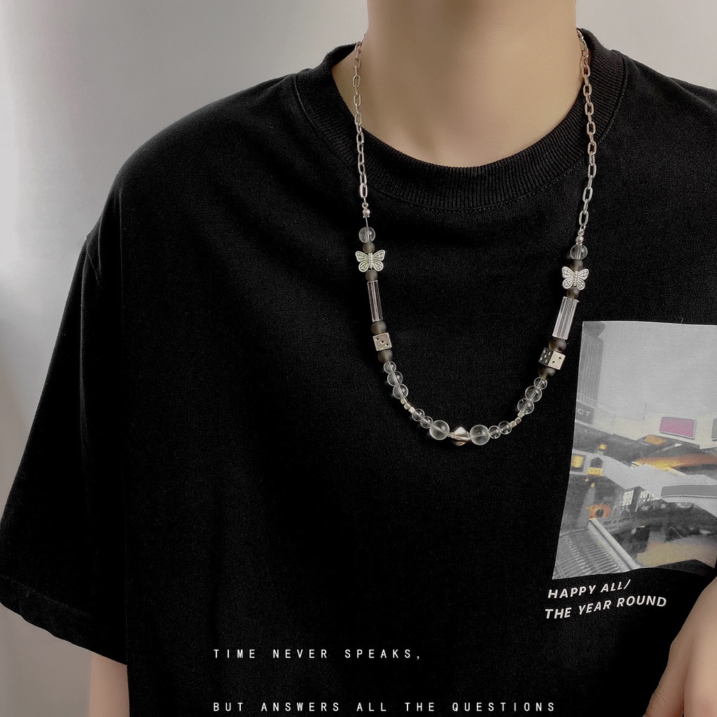 Vòng cổ thời trang mặt hình xúc xắc và bướm phong cách hip hop kiểu Âu Mỹ cá tính