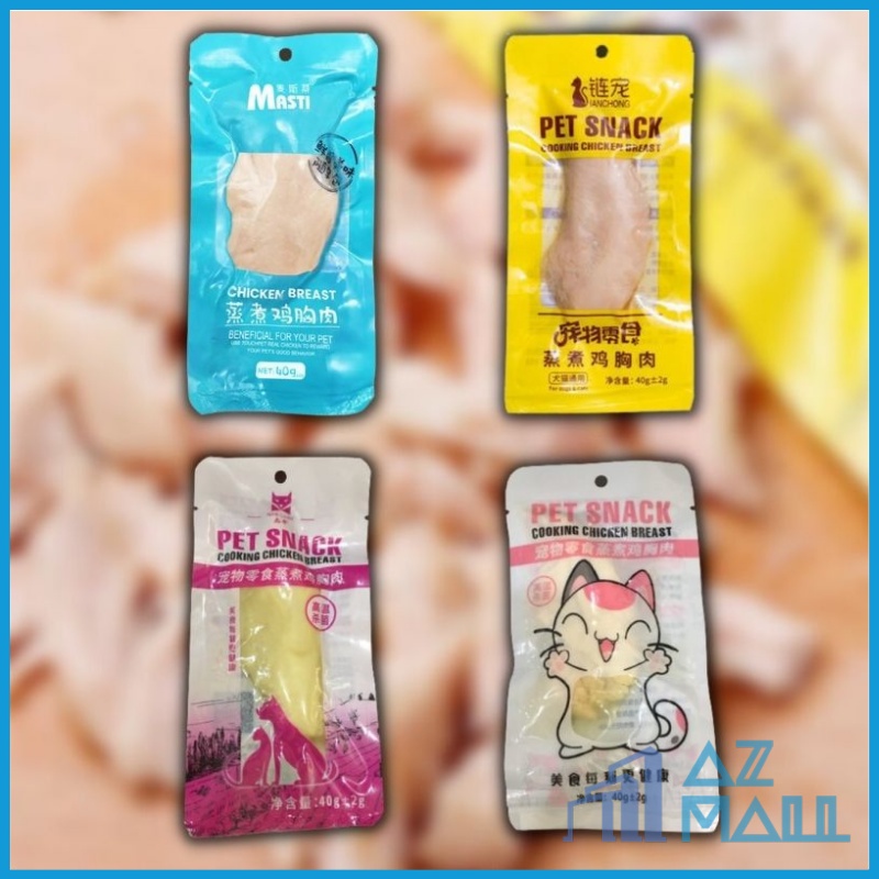 Ức gà cho mèo Masti, Pet Snack ức gà hấp ăn liền cho thú cưng gói 40g