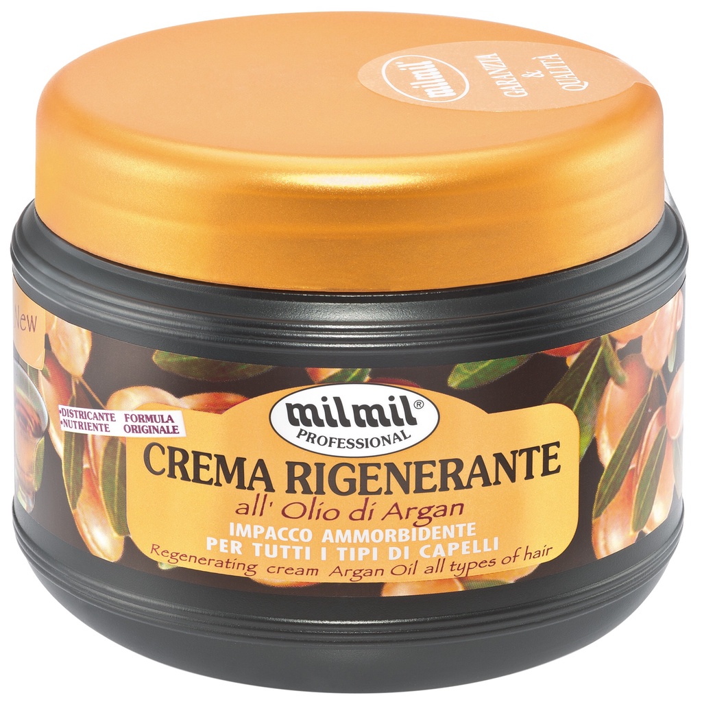 Kem ủ tóc tinh dầu ARGAN MILMIL CREAMA RIGENERANTE giầu dưỡng chất giúp làm tóc mềm ẩm giúp tóc tăng cường độ ẩm ,óng ả