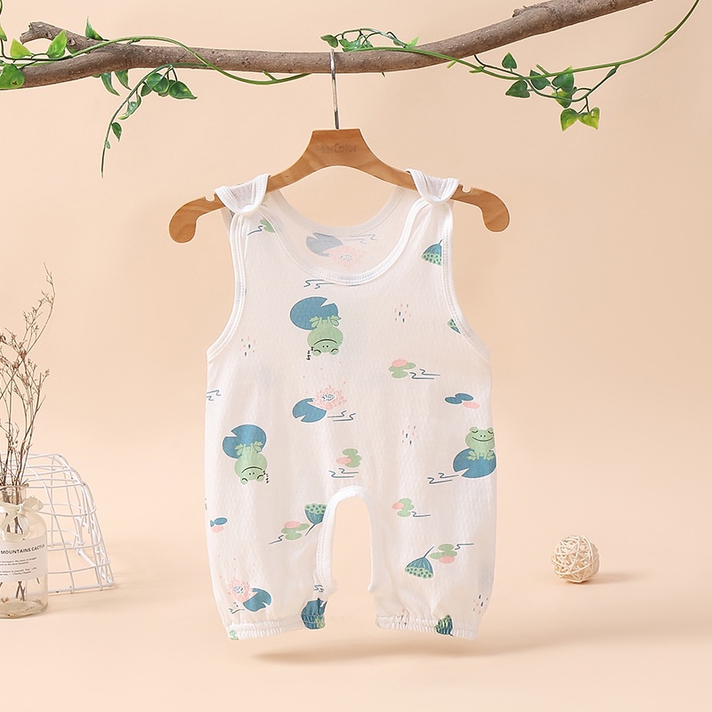 Áo Liền Quần Không Tay Bằng Cotton Nguyên Chất Dễ Thương Dành Cho Bé