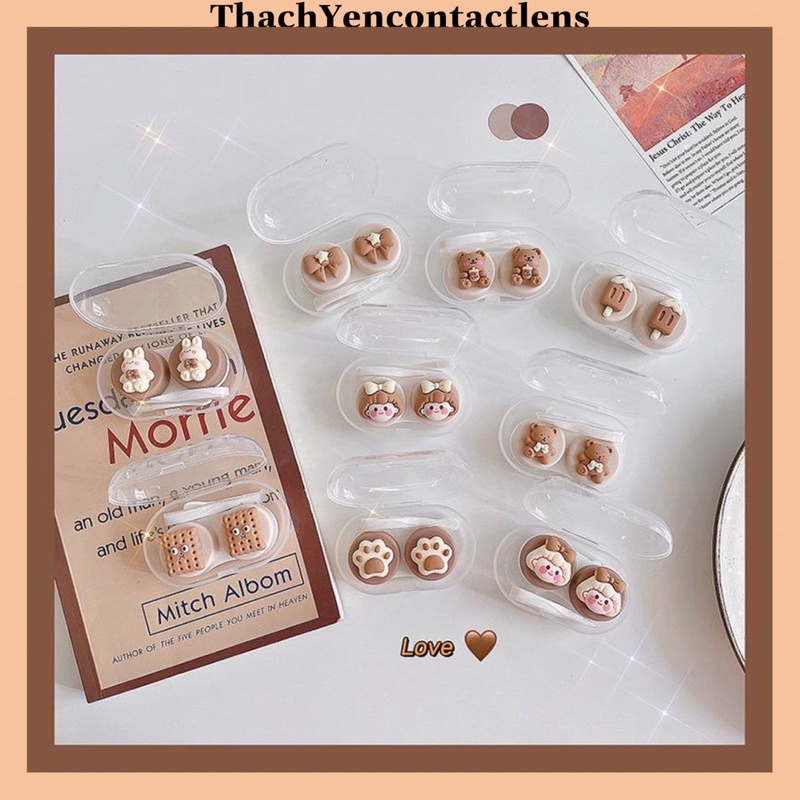 Khay B- Màu Nâu Hình Cute Đựng Lens