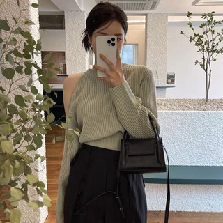 Áo len nữ khoét vai dáng croptop mẫu mới dài tay 2022