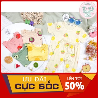 Bộ quần dài thun lạnh minky mom họa tiết trái cây cho bé từ 2-6 tuổi