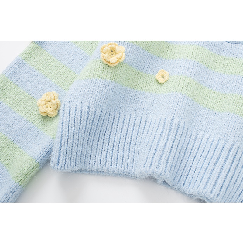 Ảnh thật áo len dày mẫu mới nhất 2022 dày đẹp đan hoa baby blue phong cách thanh lịch retro