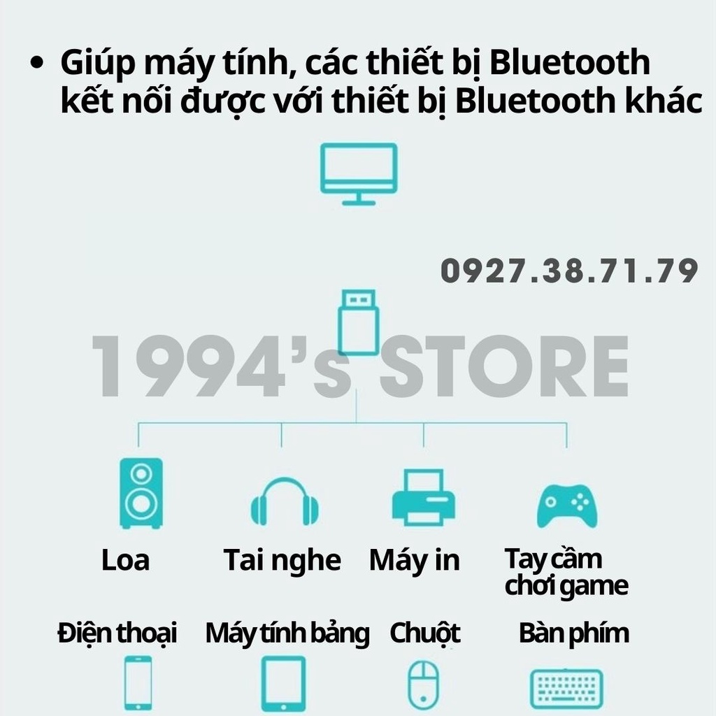 USB Bluetooth 5.0 bổ sung bluetooth cho máy tính để bàn, cho laptop bị hỏng Bluetooth hoặc dùng cho loa, bàn phím, chuột