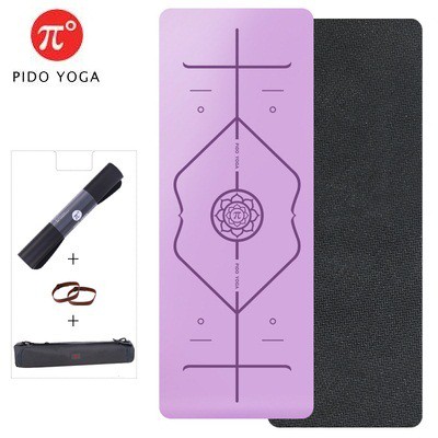 Thảm tập Yoga Định tuyến Pido Cao su tự nhiên PU Cao Cấp(NEW) - Tặng kèm túi đựng và dây buộc