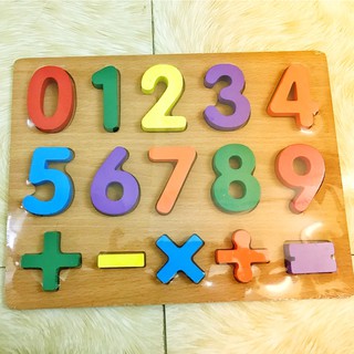 (Hàng Việt Nam) Bảng 10 Số Và Phép Tính Nổi Bằng Gỗ Cho Bé
