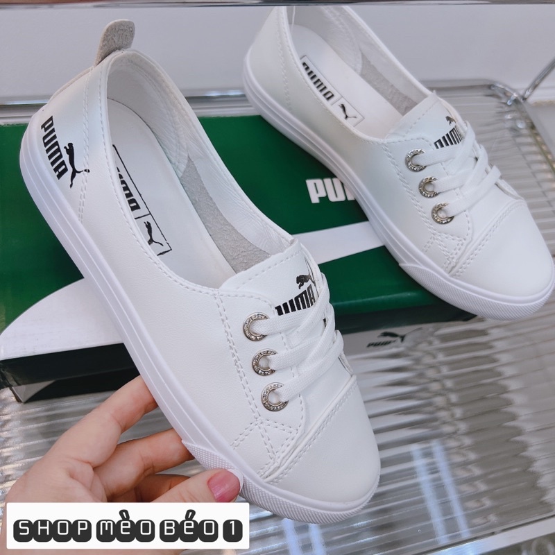 Giày thể thao trắng puma quai đan chéo fullbox