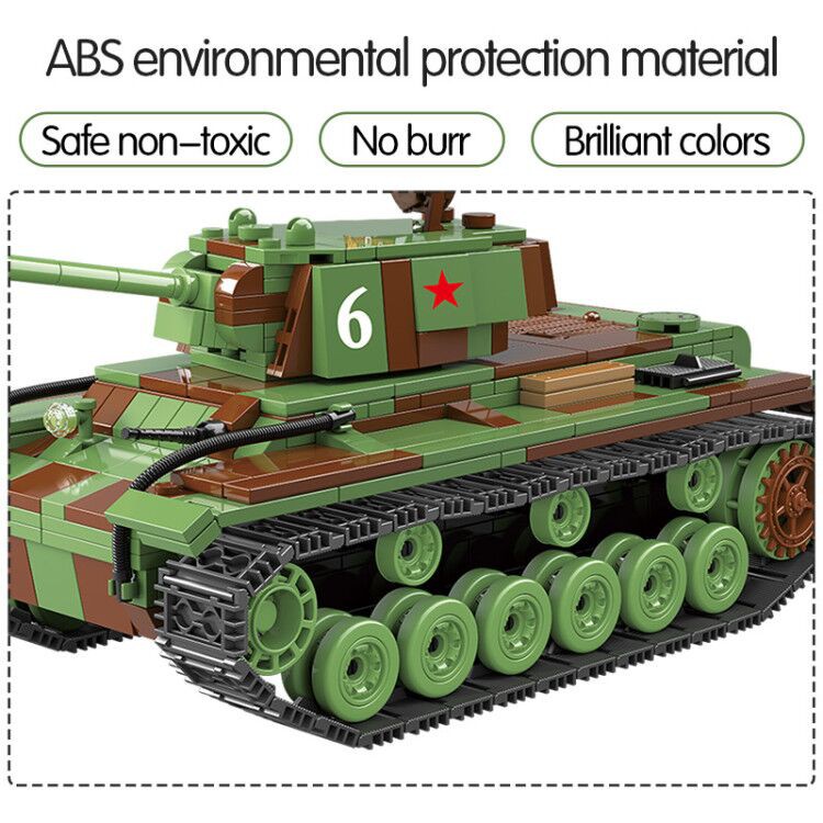 Bộ đồ chơi lắp ráp quân xe tănk Military KV-1 Heavy Panzer Tank WW2 Tank Technic Soldier Weapon Bricks 100070