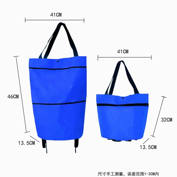 Túi Mua Sắm TAILI Có Bánh Xe Đẩy Mua Sắm Màu Trơn Bằng Vải Oxford Gấp Gọn Linh Hoạt