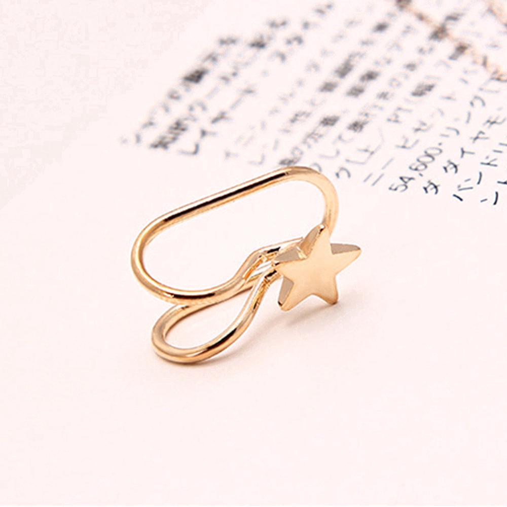 Bông tai dạng kẹp hình ngôi sao/ hạt ngọc trai/ hạt đá zircon phong cách Hàn Quốc đơn giản thời trang