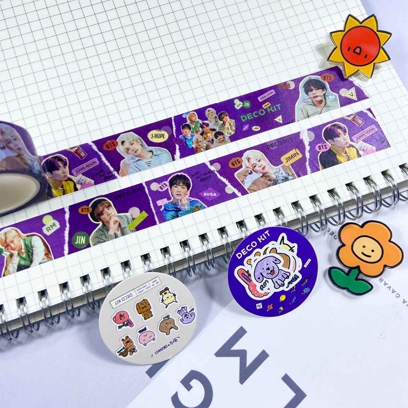 Băng keo giấy BTS, washi deco kit bts
