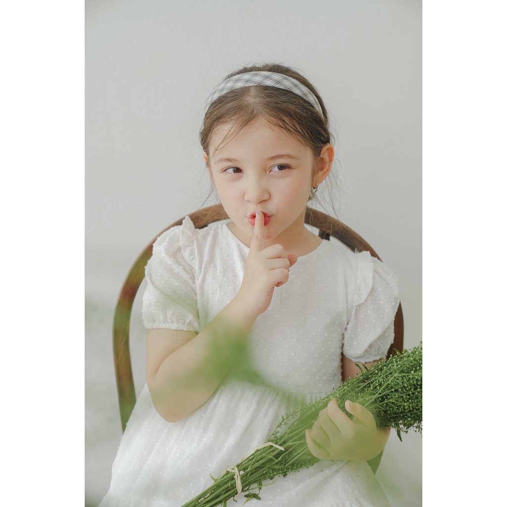 Đầm thiết kế bé gái CRABIE babydoll cộc tay bèo nhún công chúa xinh xắn - Suzy dress - Trắng