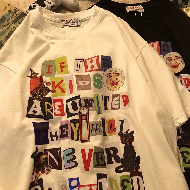 [ Mã 11FASHIONSALE1 giảm 10K đơn 50K ] Áo Thun Tay Ngắn In Chữ Kiểu Hàn Quốc Thời Trang Mùa Hè Mới Cho Nữ | BigBuy360 - bigbuy360.vn