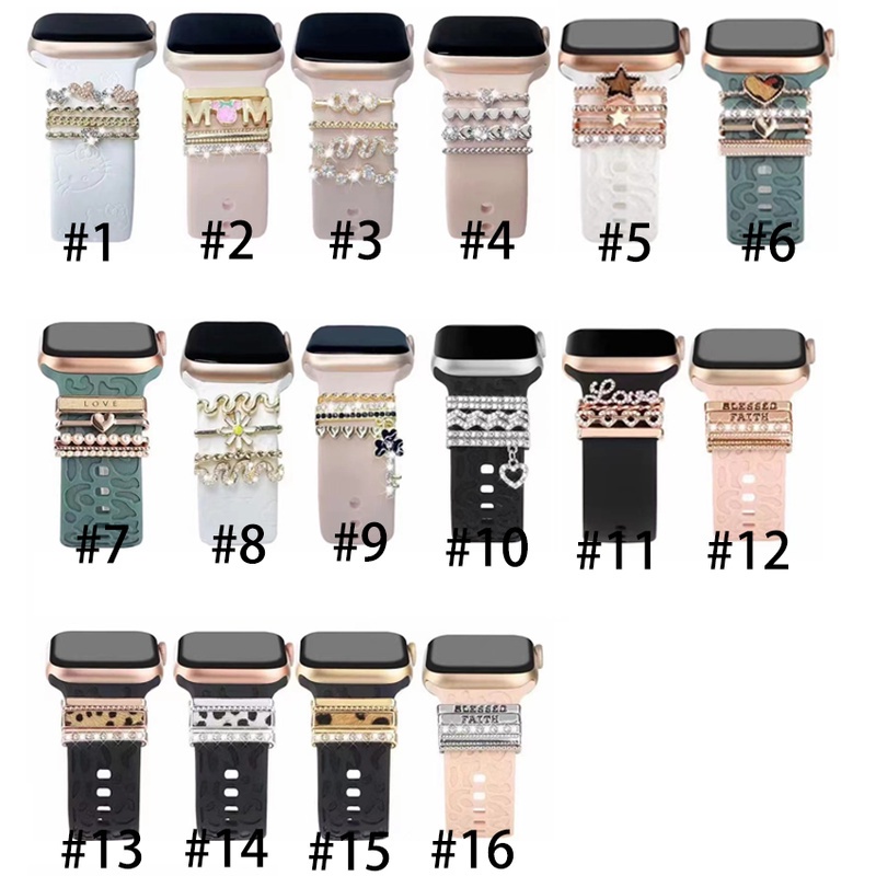 Dây silicone Trang Trí Đồng Hồ Đeo Tay Đính Đá Cho Samsung Galaxy watch 4 3 45MM 41MM Series 7