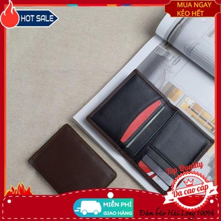 [Freeship - Da Cao Cấp- BH 24 Tháng] Ví nam 100% da bò thật cao cấp , Bóp da nam mini đựng Card  BH 2 năm MN114