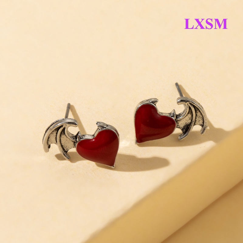 Khuyên Tai Hình Trái Tim Đôi Cánh Đính Đá Thời Trang Dành Cho Nữ