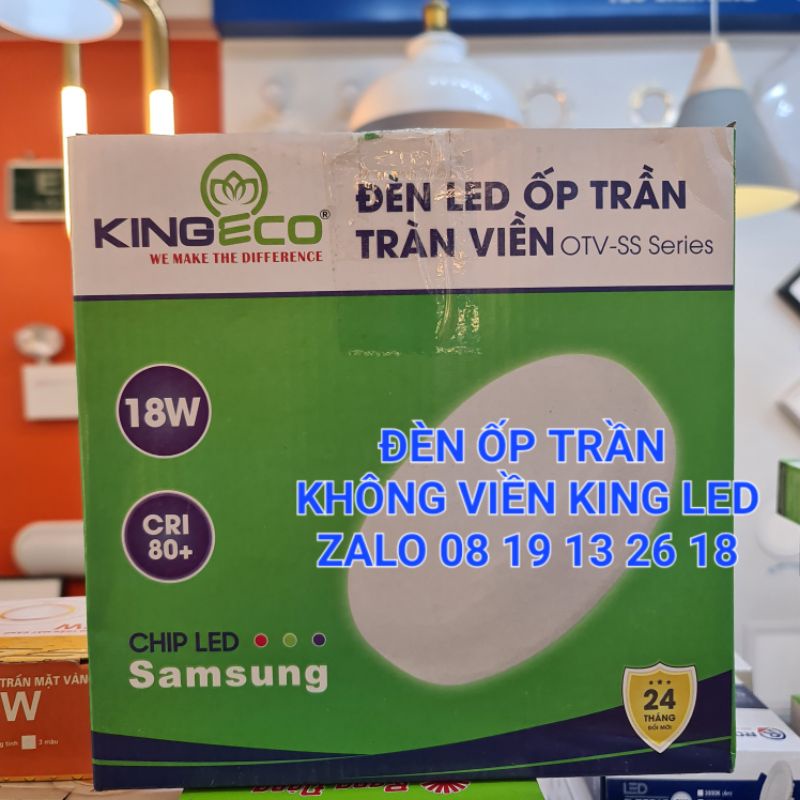 [Giá Tốt] Đèn Led ốp trần tràn viền KINGLED 18W, thiết kế tròn không viền cao cấp, góc chiếu rộng 180 độ.