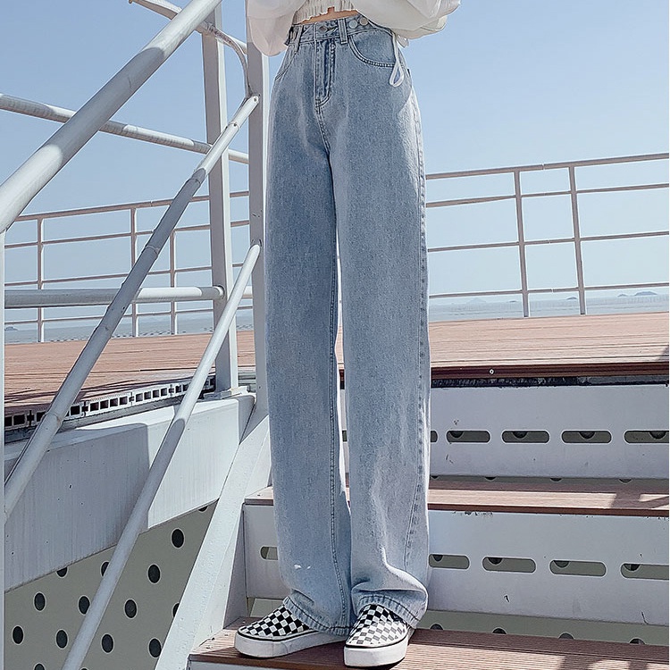 Quần Jeans Nữ Lưng Cao Ống Rộng Thời Trang Hàn Quốc