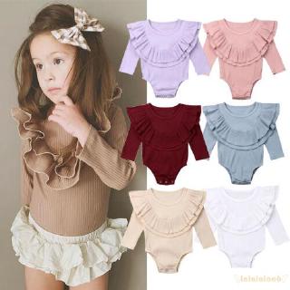 ◕ω◕Autumn Baby Girl Lotus leaf collar Long Sleeve Cotton Romper