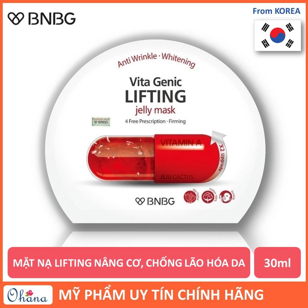 Mặt Nạ Giấy BNBG Lifting Nâng Cơ, Săn Chắc Da, Chống Lão Hóa BNBG Vita Genic Lifting Jelly Mask 30ml (Đỏ)