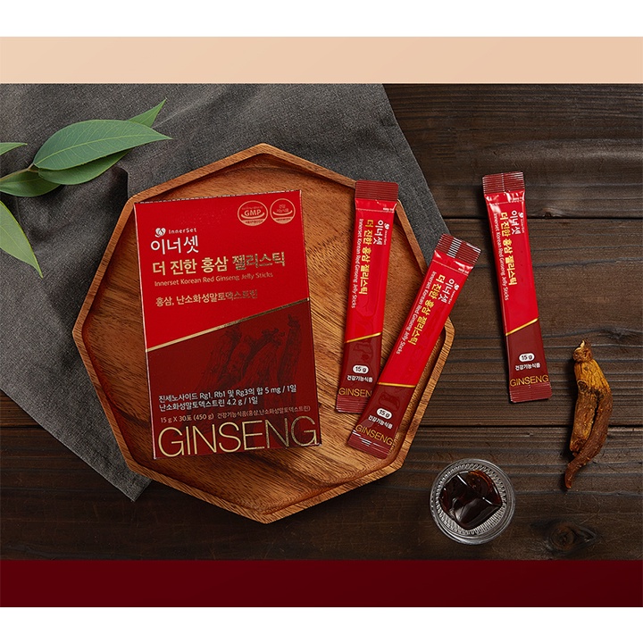 Hộp 30 Gói Thạch Hồng Sâm Innerset Korean Red Ginseng Jelly Sticks 15g/gói - K2V Shop