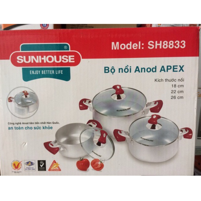 Bộ nồi Anod Sunhouse SH8833