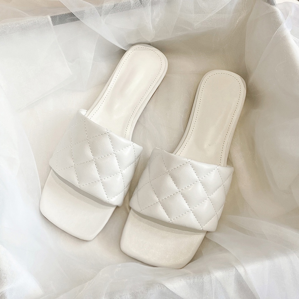 Dép bệt nữ quai ngang êm chân mũi vuông tiện lợi DILY cao 1cm_AA0329