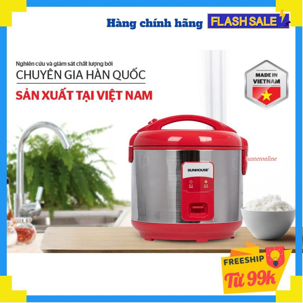 Nồi cơm điện 1.8L SUNHOUSE SH18S đỏ