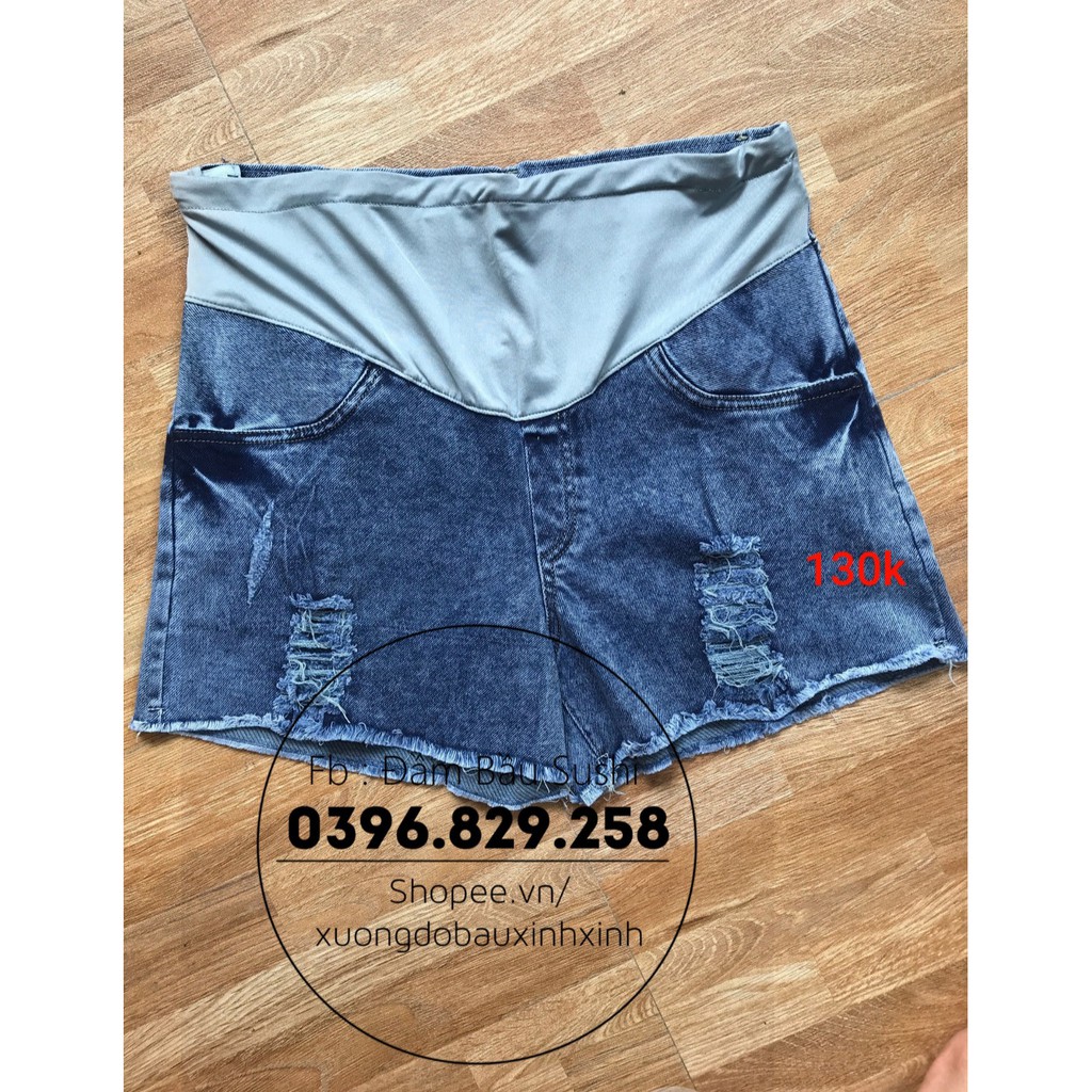 (ảnh thật) Sooc bầu chất bò jean đẹp mềm co giãn đủ size 45-75kg đáp bụng