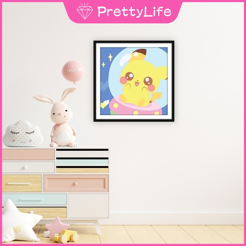 Bộ Tranh Đính Đá 5D Tự Làm Hình Pokemon Pika-Chu Hoạt Hình Treo Tường Trang Trí Nội Thất 30x30cm