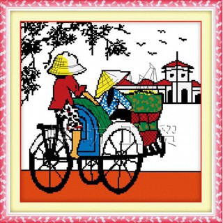 Tranh Thêu Chữ Thập Chở Tới Chợ Bến Thành 222325 (KHÁCH TỰ THÊU) KT:42X42CM