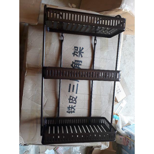 Kệ nhà tắm, kệ bếp inox đen 3 tầng vuông TA