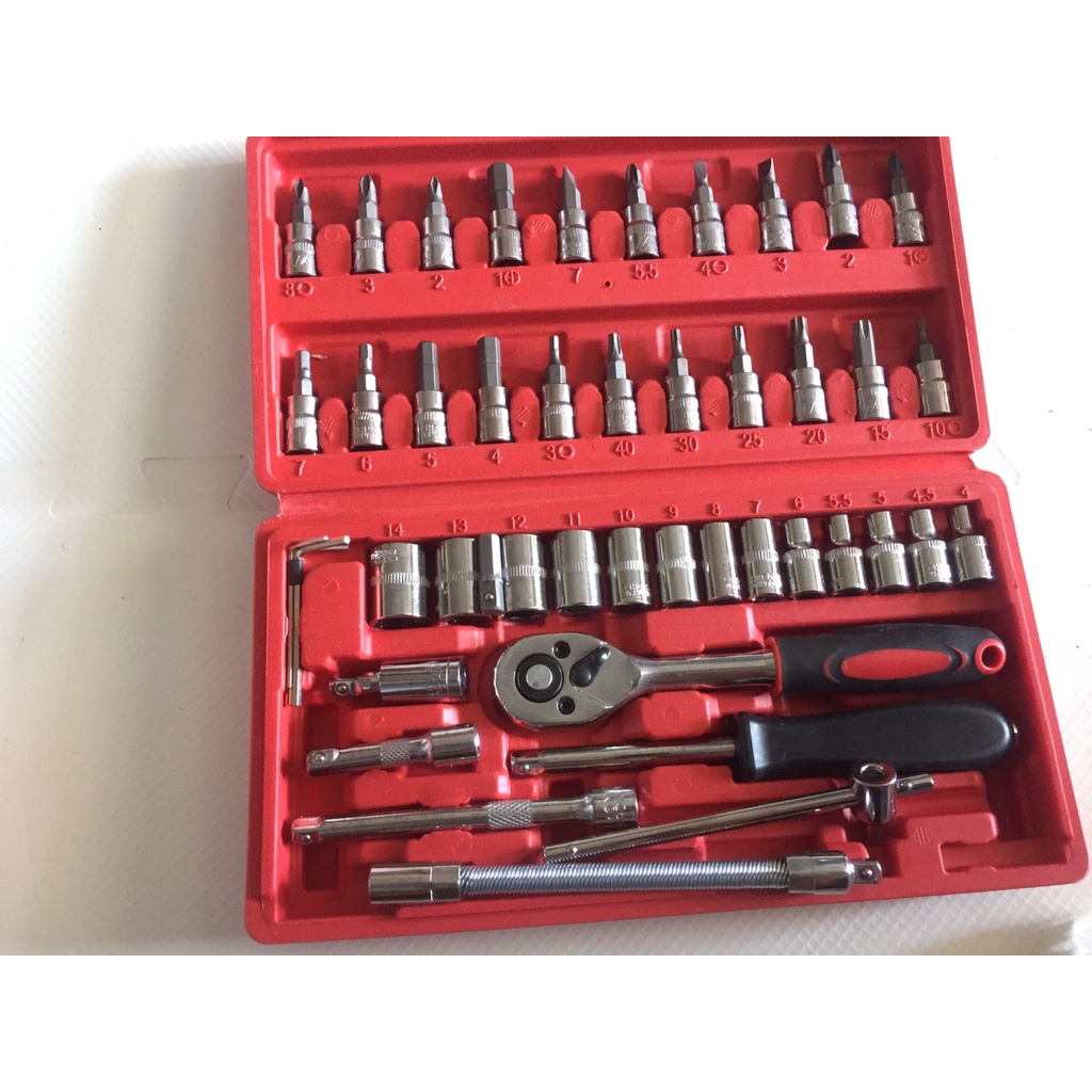 Bộ dụng cụ mở bu lông ốc vít, sữa chữa ô tô xe máy,đa năng 46 chi tiết CRV