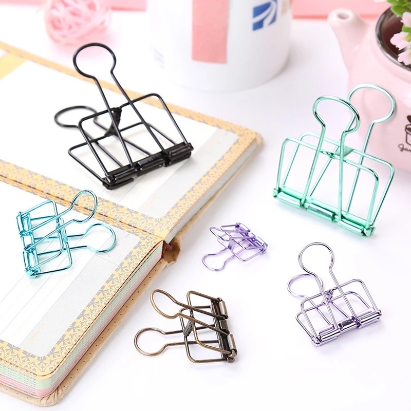 Kẹp Tài Liệu Mạ Kim Loại Dáng Dài Màu Sắc Tươi Sáng Sáng Tạo